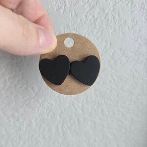 Willow May Black Heart Stud Earrings